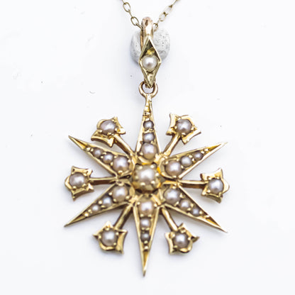 STAR NECKLACE SMALL / PEARL / LONDON / 15K