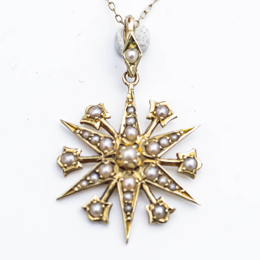 STAR NECKLACE SMALL / PEARL / LONDON / 15K