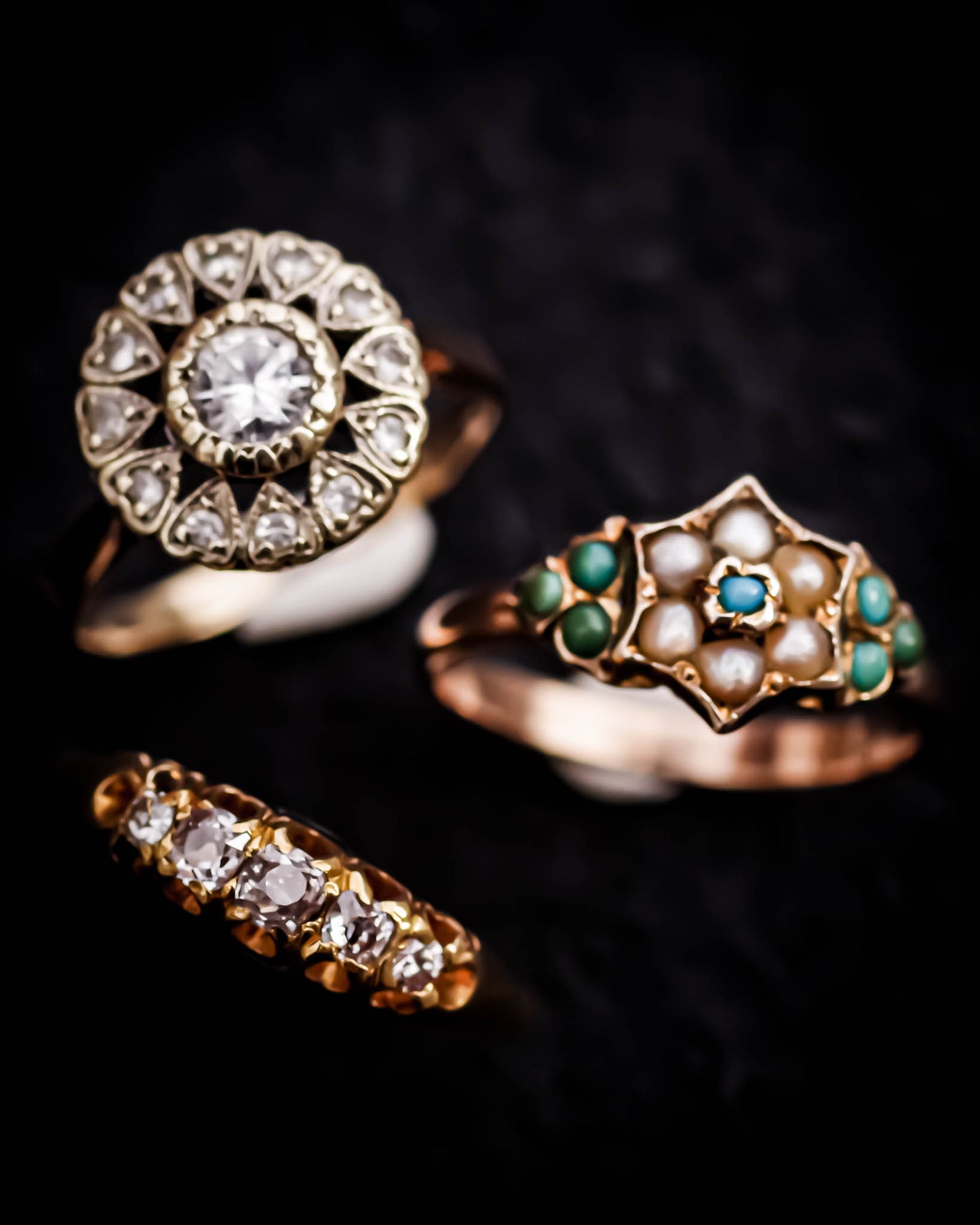 STAR  RING / PEARL / TURQUOISE / 9K / #14