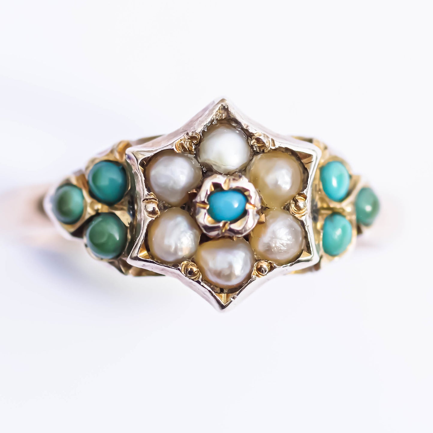 STAR  RING / PEARL / TURQUOISE / 9K / #14