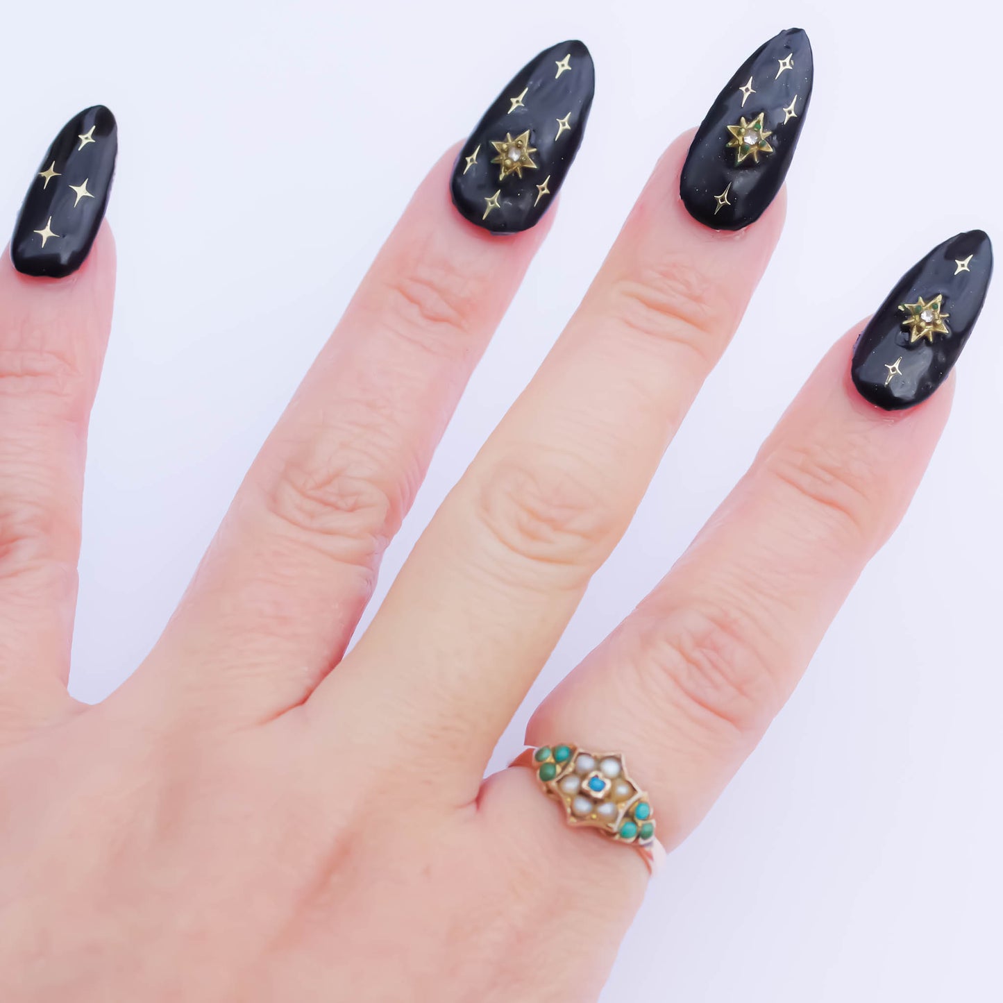 STAR  RING / PEARL / TURQUOISE / 9K / #14