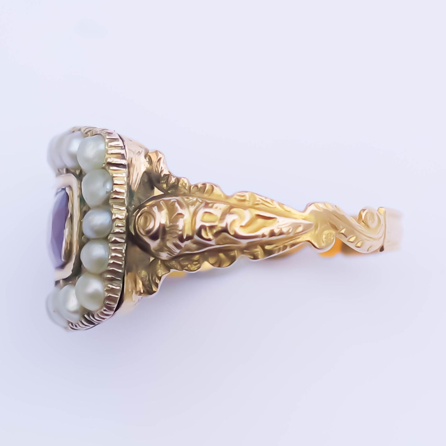 MOURNING RING / GARNET / LONDON / 18K / #12.5