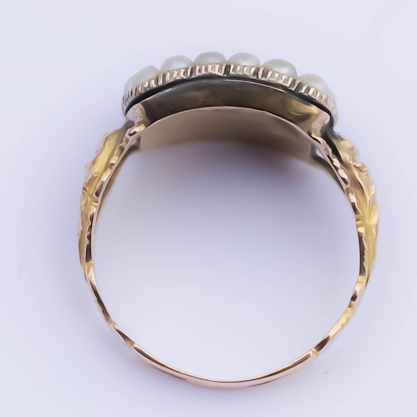 MOURNING RING / GARNET / LONDON / 18K / #12.5