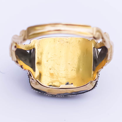 MOURNING RING / GARNET / LONDON / 18K / #12.5