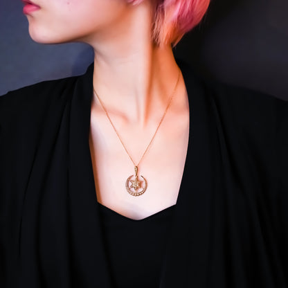 STAR MOON NECKLACE SMALL / PEARL / LONDON / 15K
