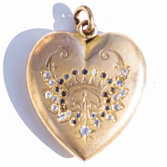SWEETHEART LOCKET PENDANT / CRYSTAL / 14KGF