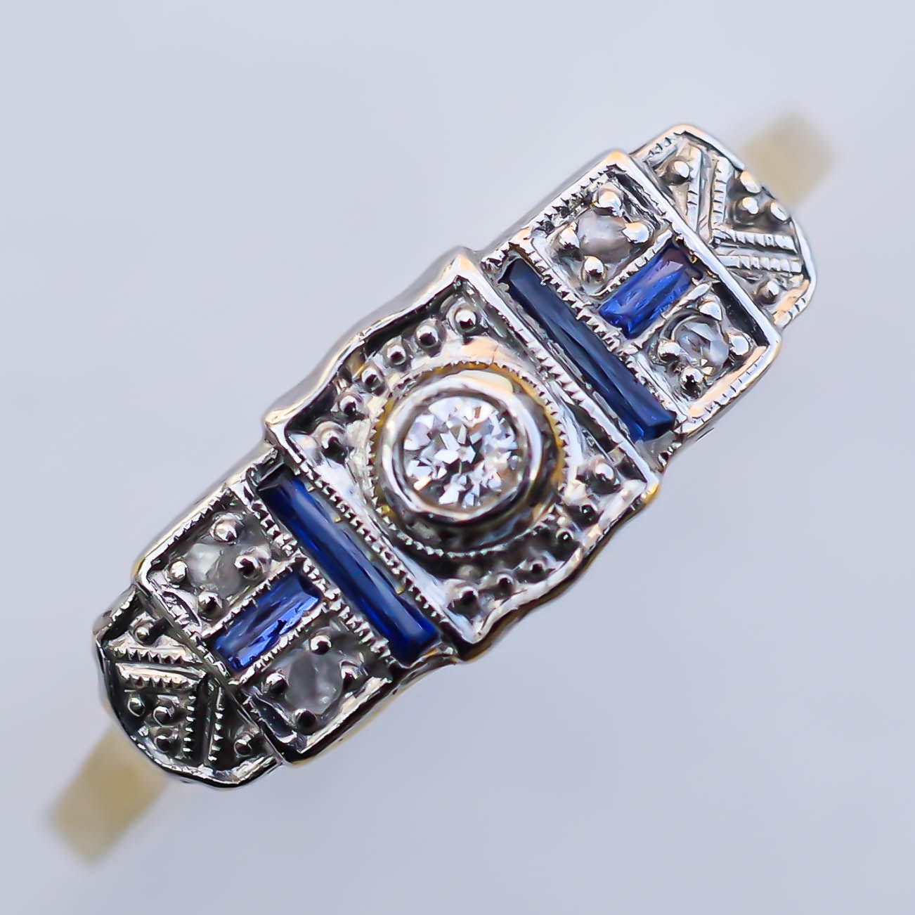 BLUE SAPPHIRE RING / DIAMOND / USA / K18 / #14