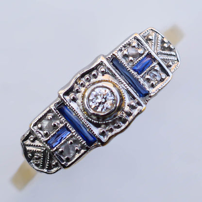 BLUE SAPPHIRE RING / DIAMOND / USA / K18 / #14