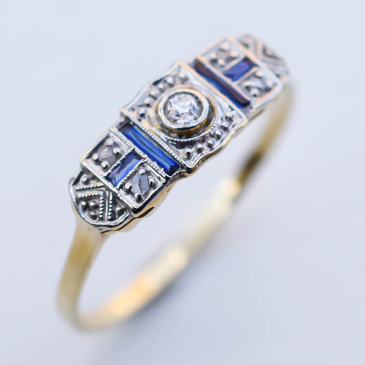 BLUE SAPPHIRE RING / DIAMOND / USA / K18 / #14