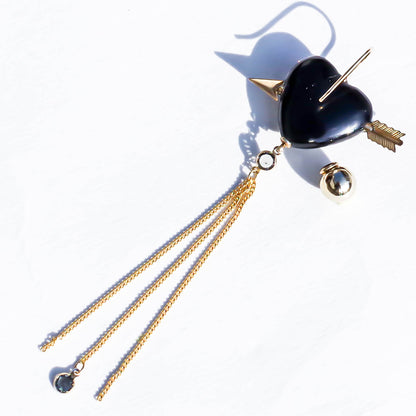 EYE CUPID EARRING / HEART / BLACK / 1P