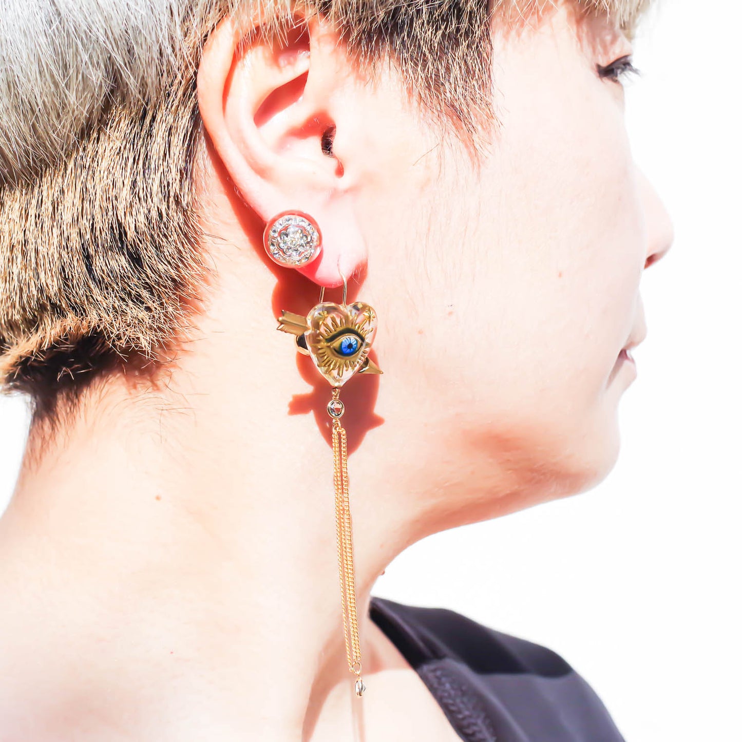 EYE CUPID EARRING / HEART / CLEAR / 1P
