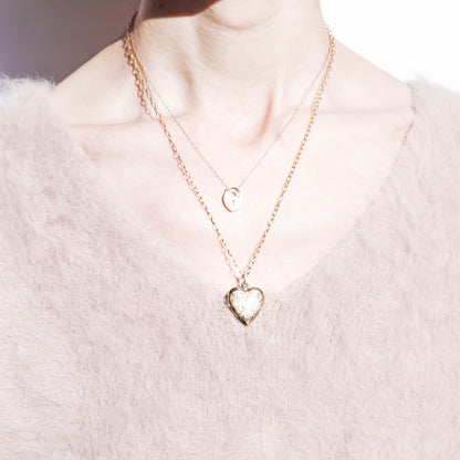 HEART LOCKET NECKLACE / FLOWER / 14KGF