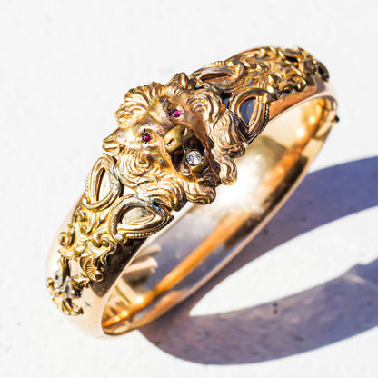 LION BRACELET BIG / USA / 1800S / 14KGF