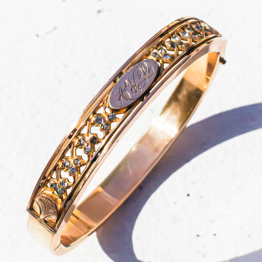 ANTIQUE BANGLE / USA / ALPHABET  / 14KGF
