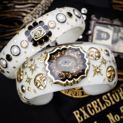 MOURNING BRACELET / WHITE BLACK / EYE / ONYX