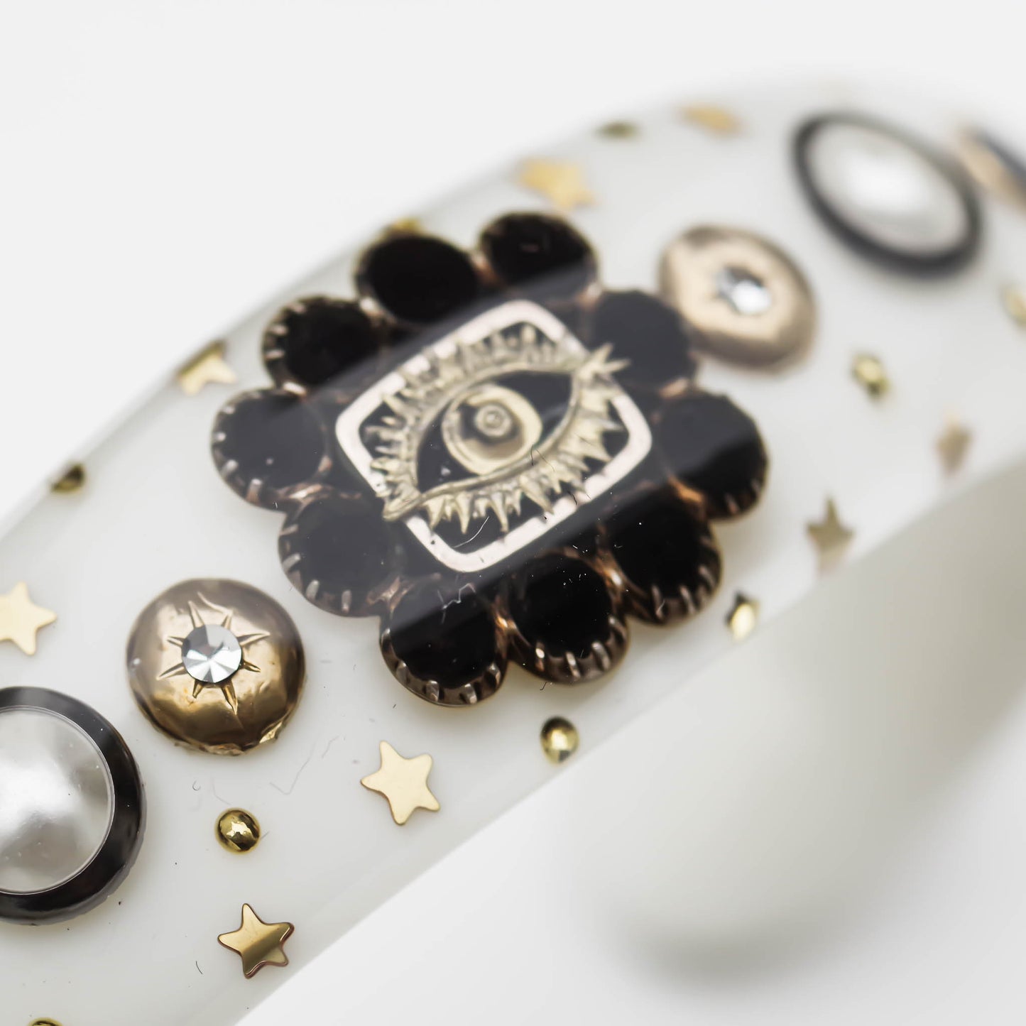MOURNING BRACELET / WHITE BLACK / EYE / ONYX