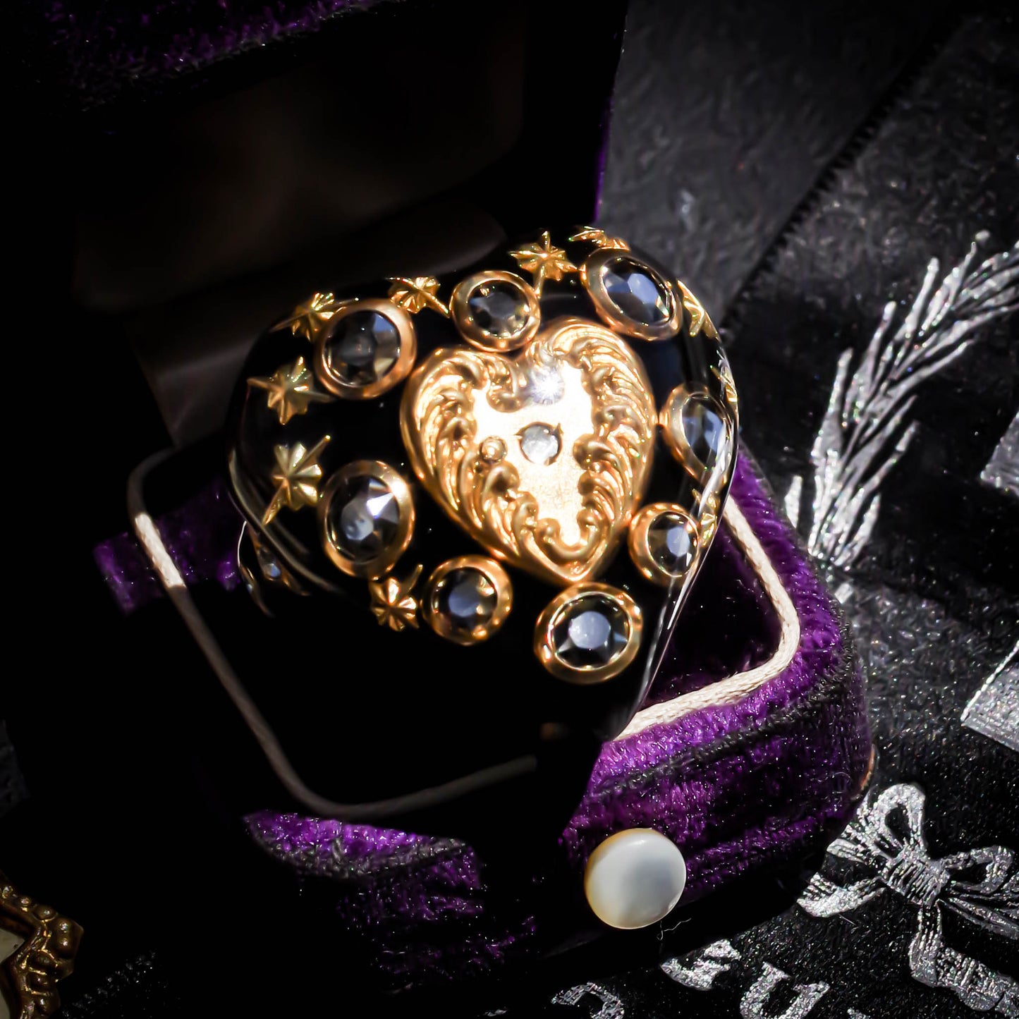 LOVE RING / HEART / GOLD / BLACK / #14
