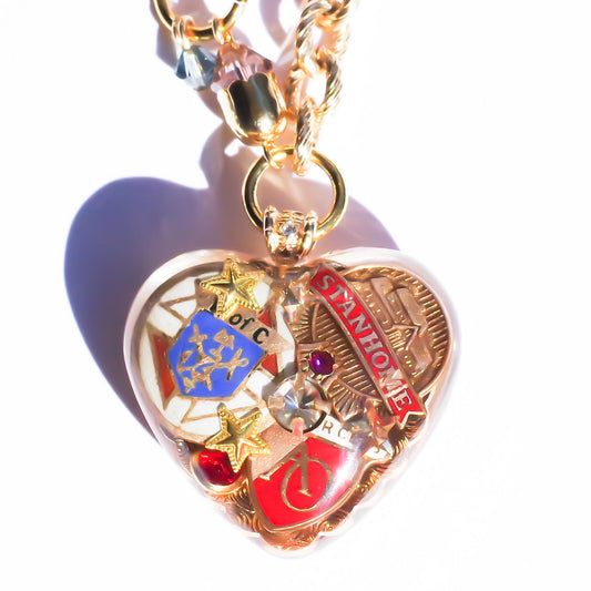HEART NECKLACE / MILITARY CHARM / RED