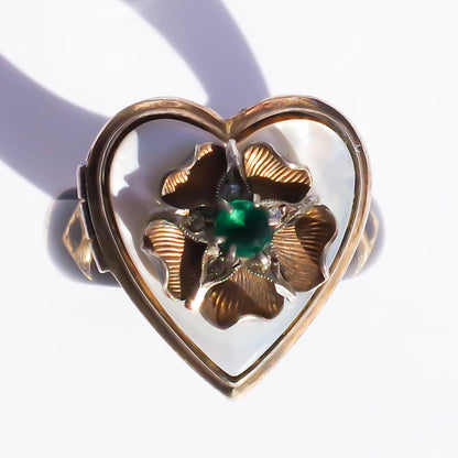 HEART LOCKET RING / SHELL FLOWER / #13