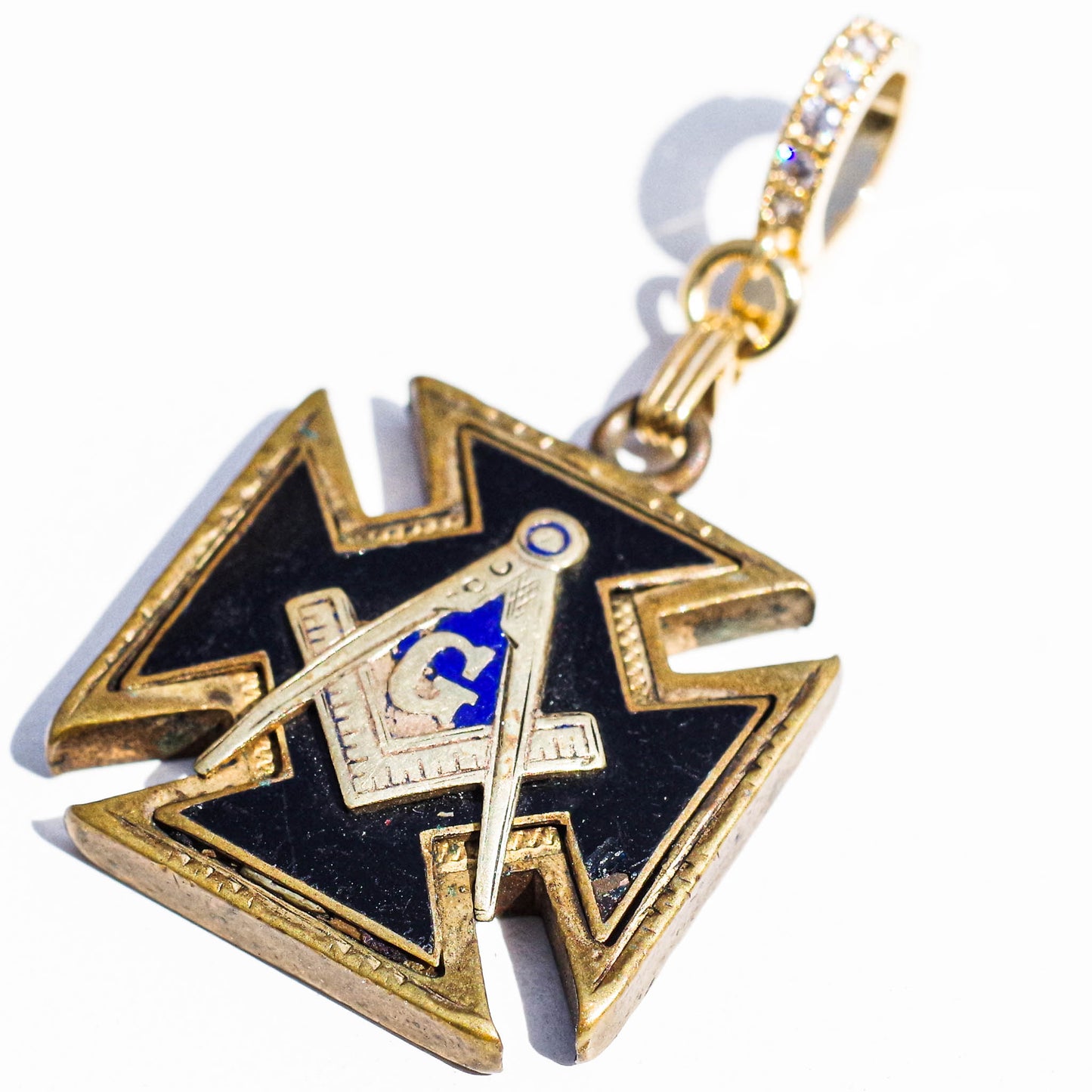 MASONIC CHARM / COMPASS / CROSS / 14KGF