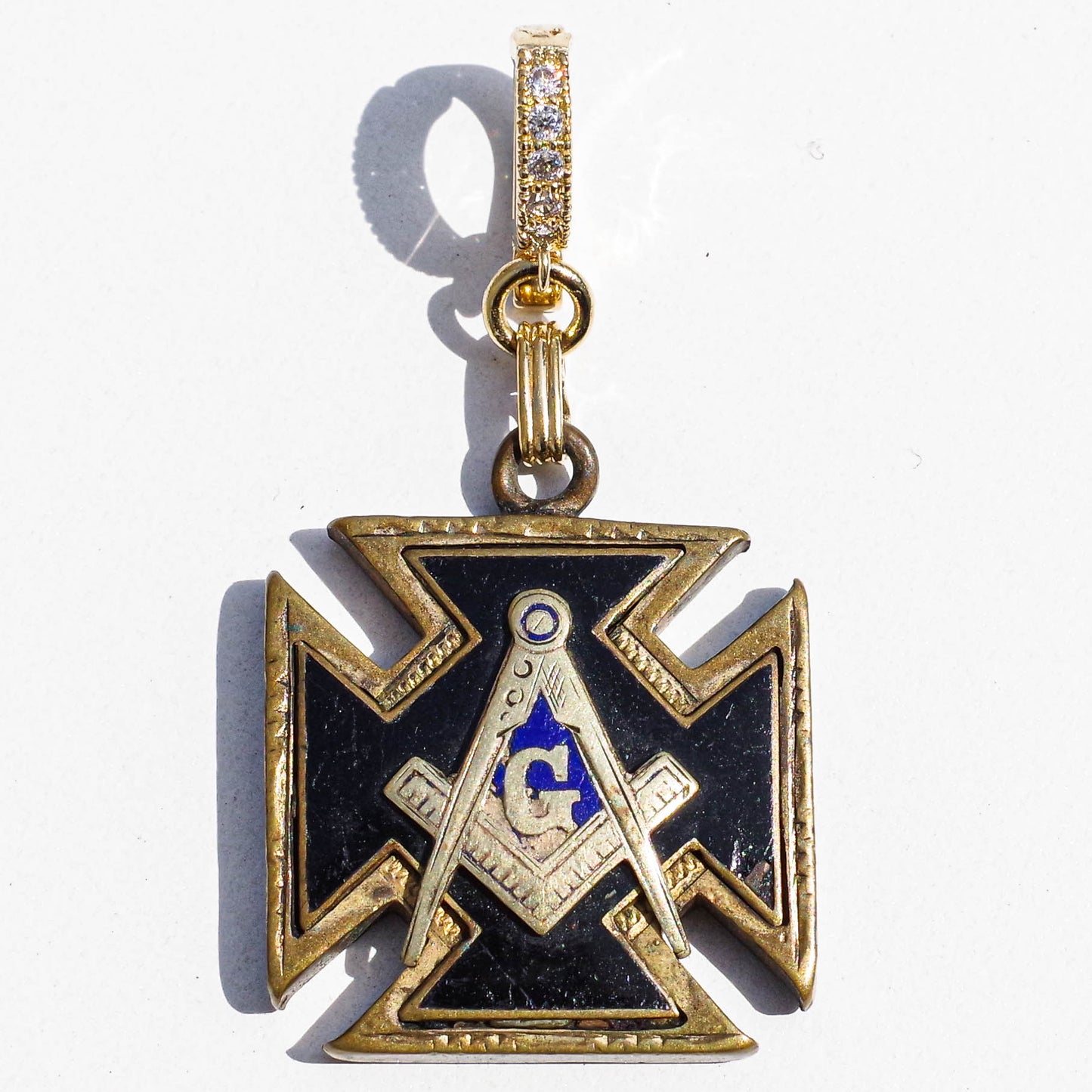 MASONIC CHARM / COMPASS / CROSS / 14KGF