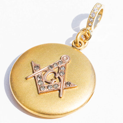 MASONIC LOCKET CHARM / COMPASS / 14KGF