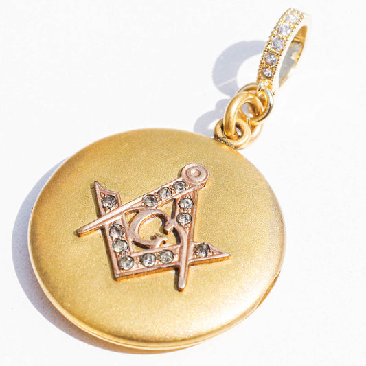 MASONIC LOCKET CHARM / COMPASS / 14KGF