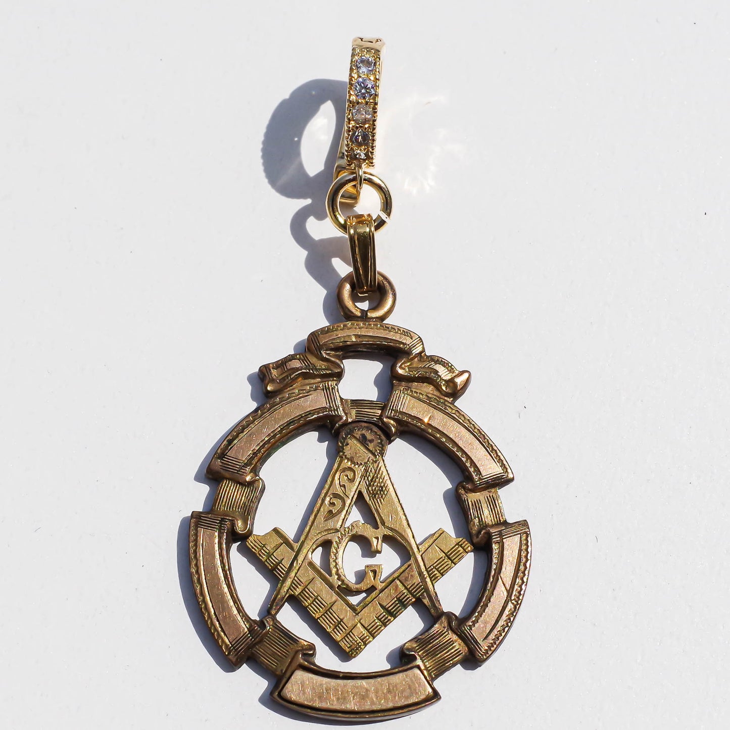 MASONIC CHARM / COMPASS / RIBON / 14KGF