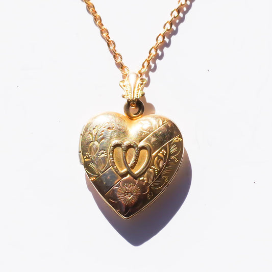 HEART LOCKET NECKLACE / DOUBLE HEART3 / 14KGF