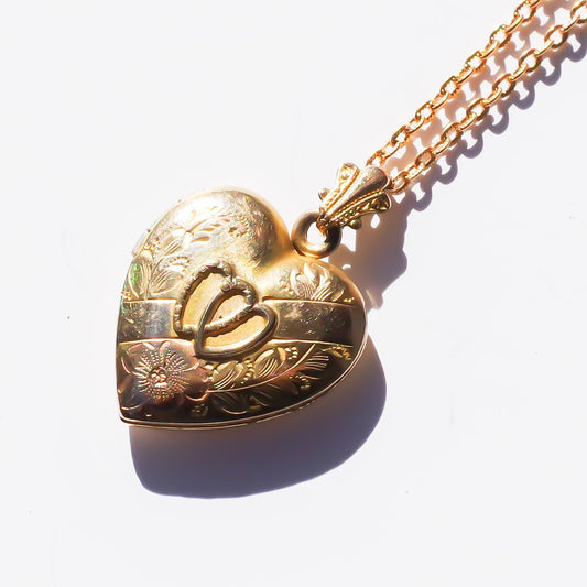 HEART LOCKET NECKLACE / DOUBLE HEART3 / 14KGF