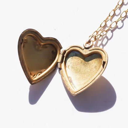 HEART LOCKET NECKLACE / FLOWER / 14KGF