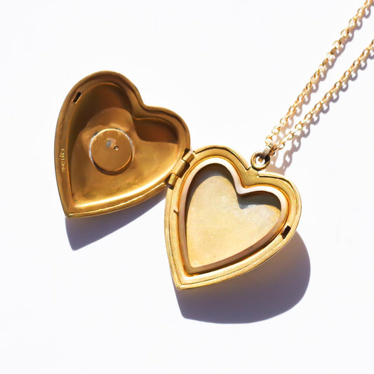 HEART LOCKET NECKLACE / FLOWER STAR / 14KGF