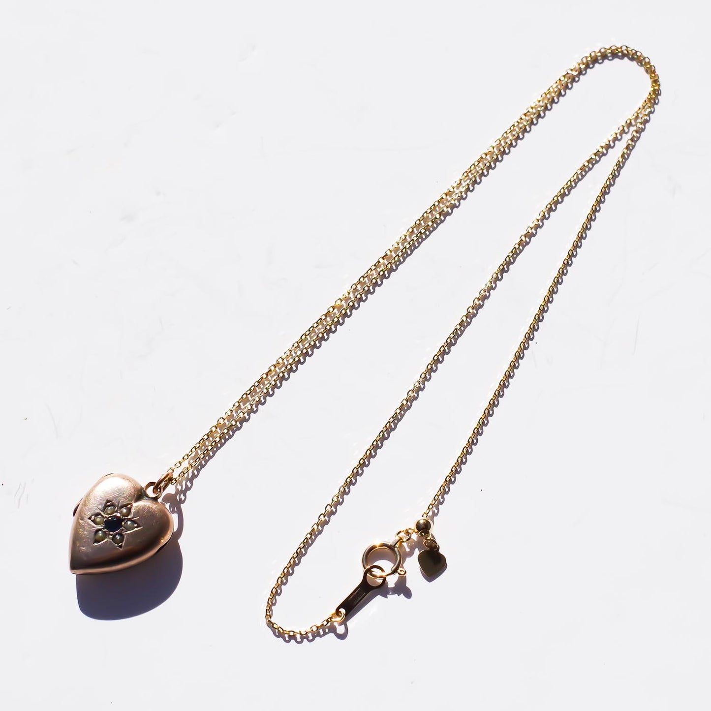 HEART LOCKET NECKLACE / BLUE SAPPHIRE / 9K