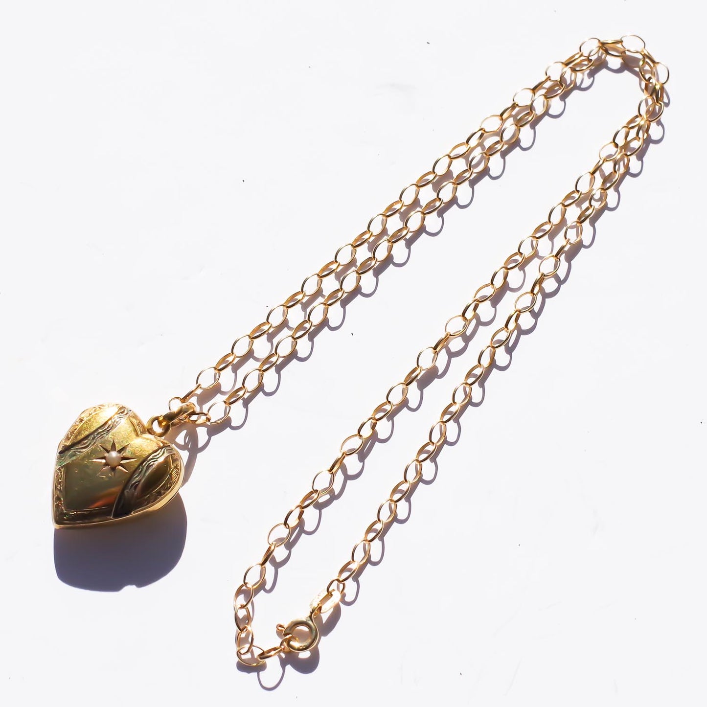 HEART LOCKET NECKLACE / PEARL / 9K