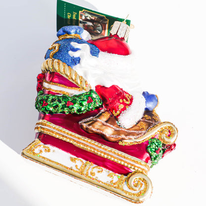 XMAS ORNAMENTS / SANTA IN SLEIGH / USA