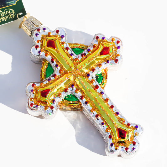 ORNAMENTS / JEWELED CROSS RED / USA