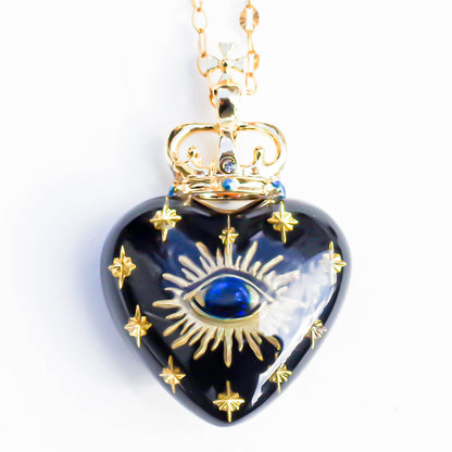 EYE BIG HEART NECKLACE / BLACK