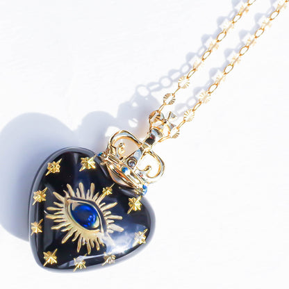 EYE BIG HEART NECKLACE / BLACK