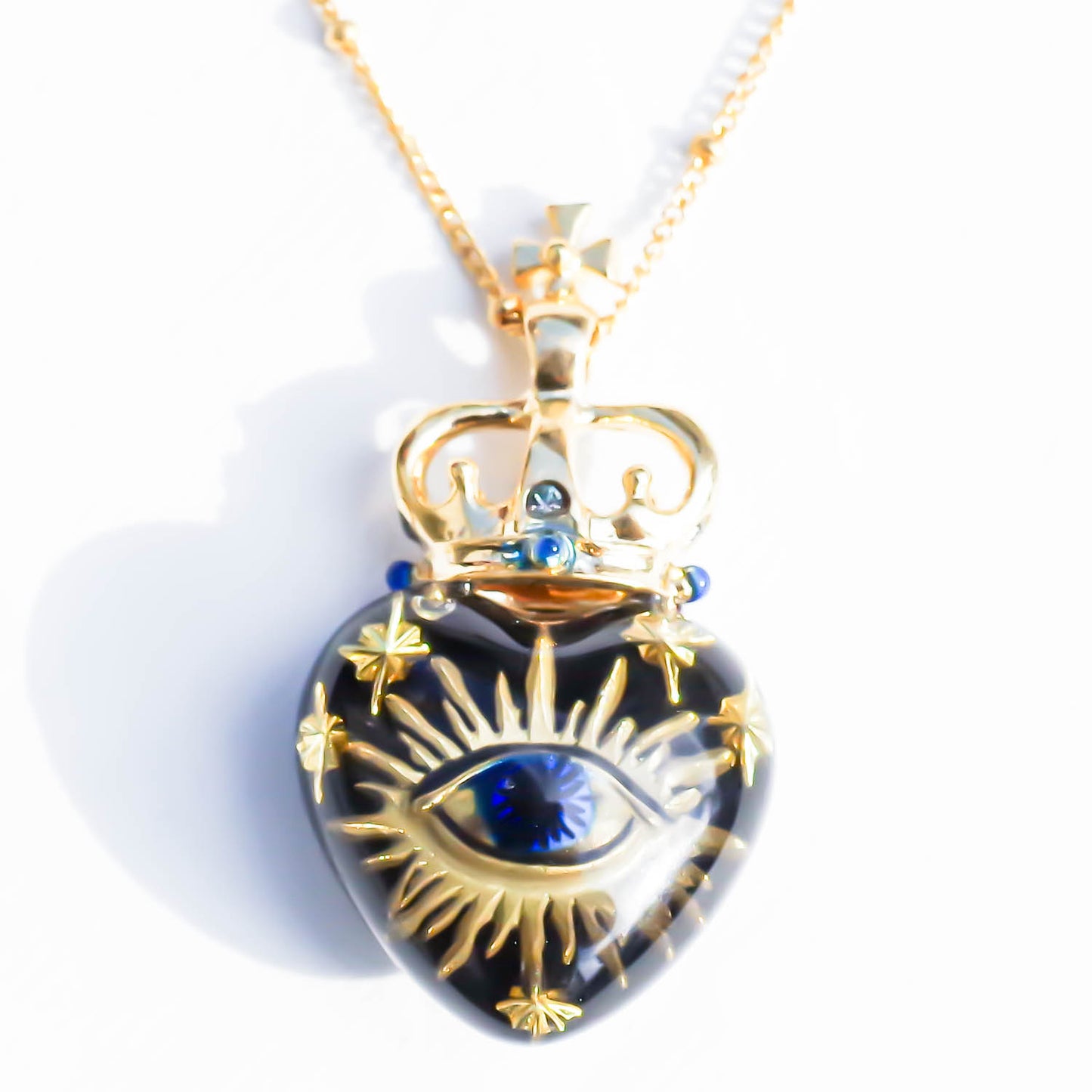 EYE SMALL HEART NECKLACE / BLACK